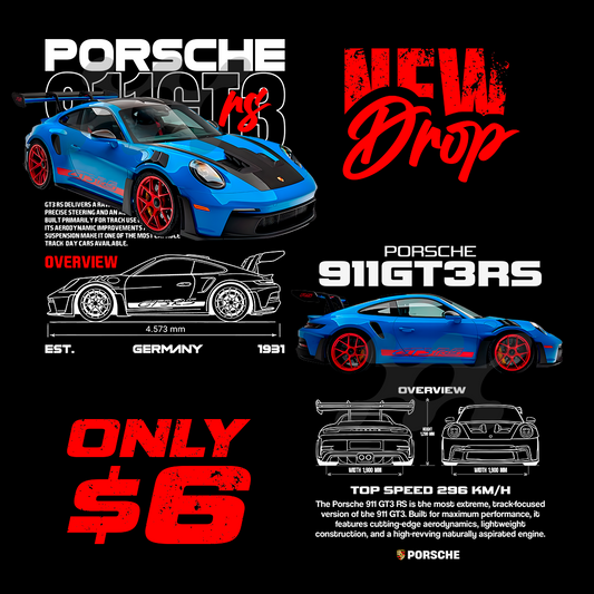 Plantilla Porsche 911 GT3 RS - t-shirt design