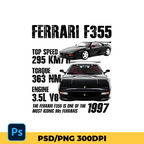 Template 1997 Ferrari F355 t-shirt design