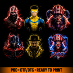 Cosmic Heroes DTF halftones t-shirt design for print