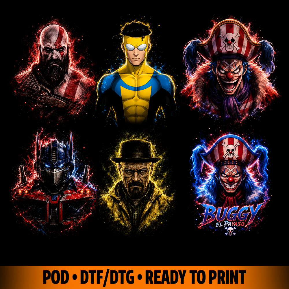 Cosmic Heroes DTF halftones t-shirt design for print