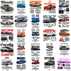 50 Template Car designs for t-shirt/hoodies/sweaters PNG High Quality