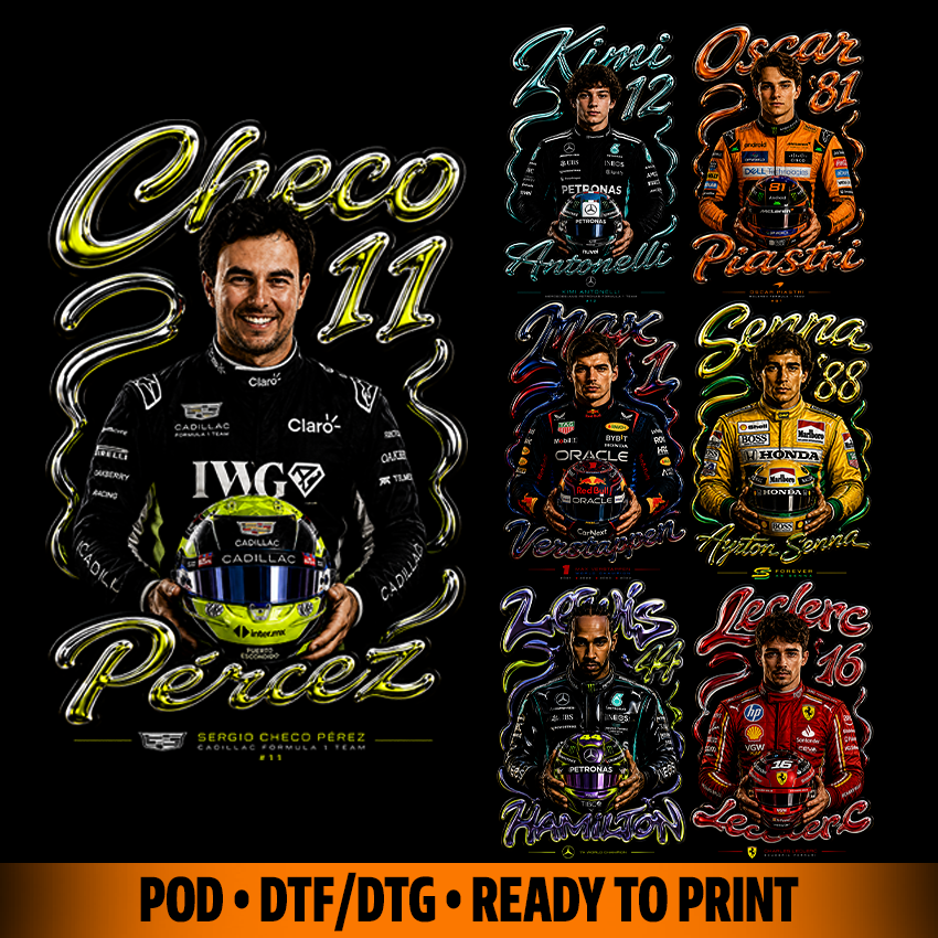 Driver f-one streetwear style chromatic tshirt design for print