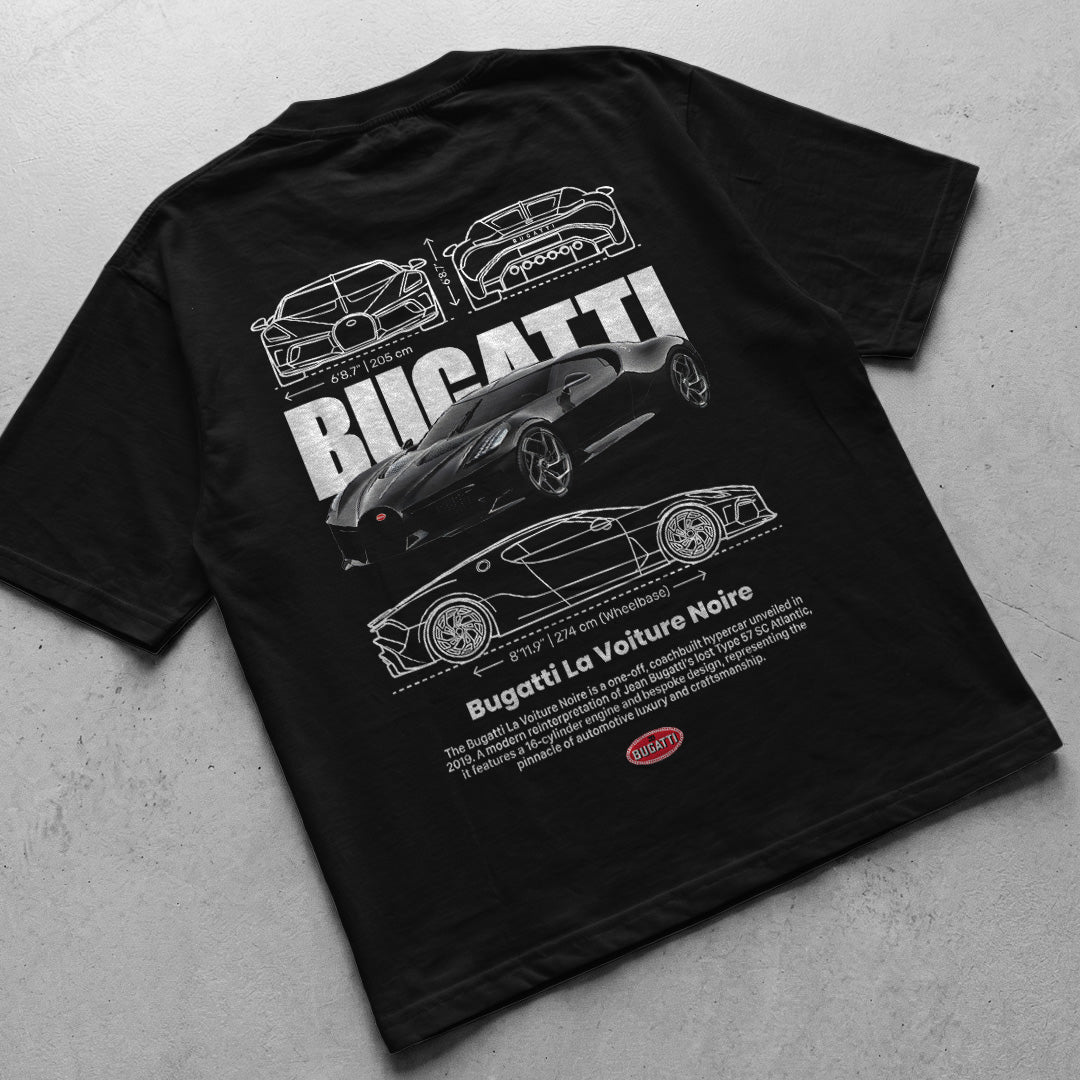 Car t-shirt design Bugatti Voiture noire