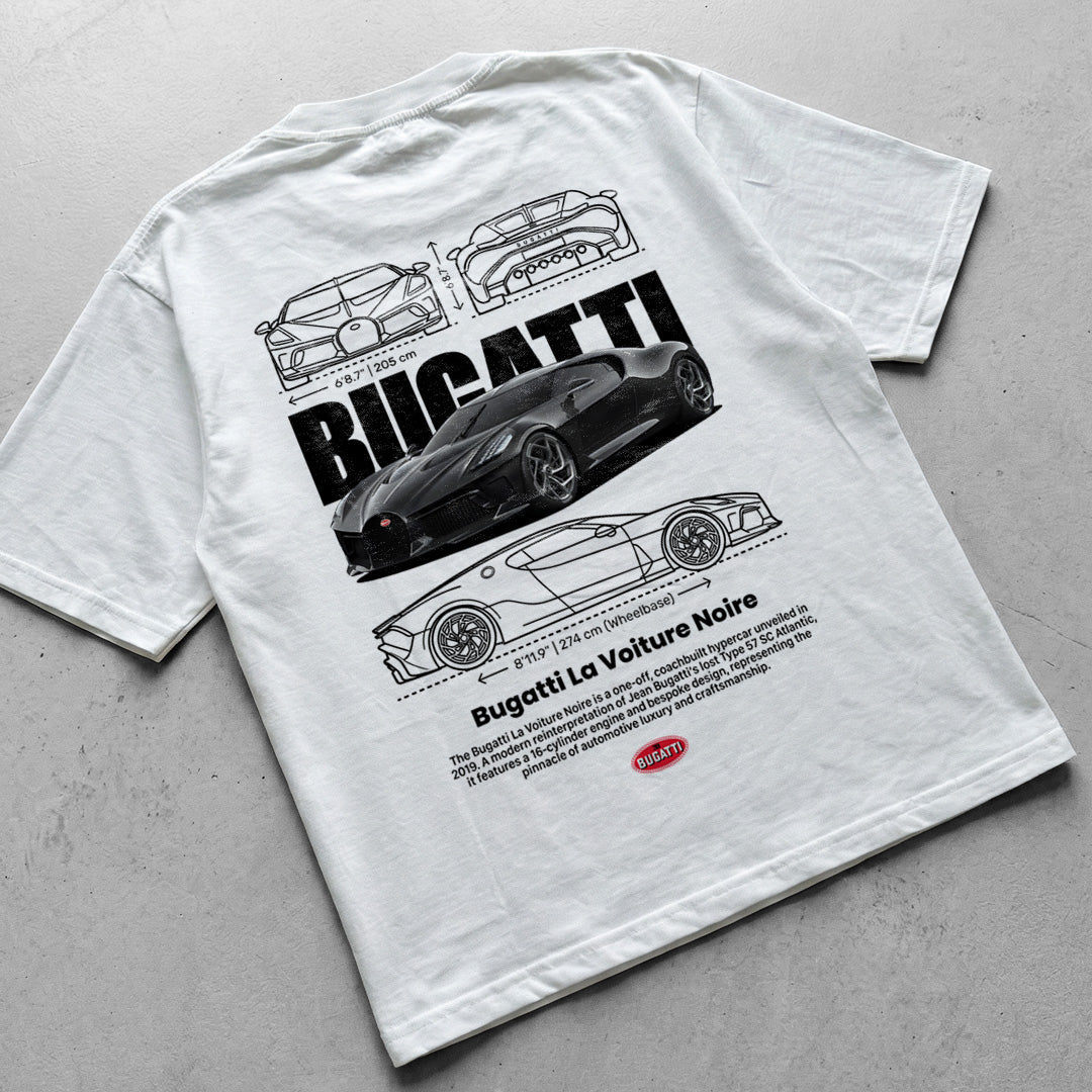 Car t-shirt design Bugatti Voiture noire