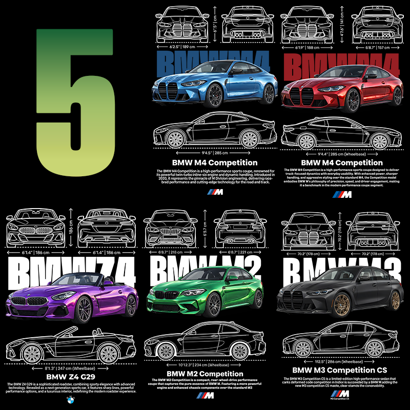 5 Designs Pack car competition - t-shirt designs