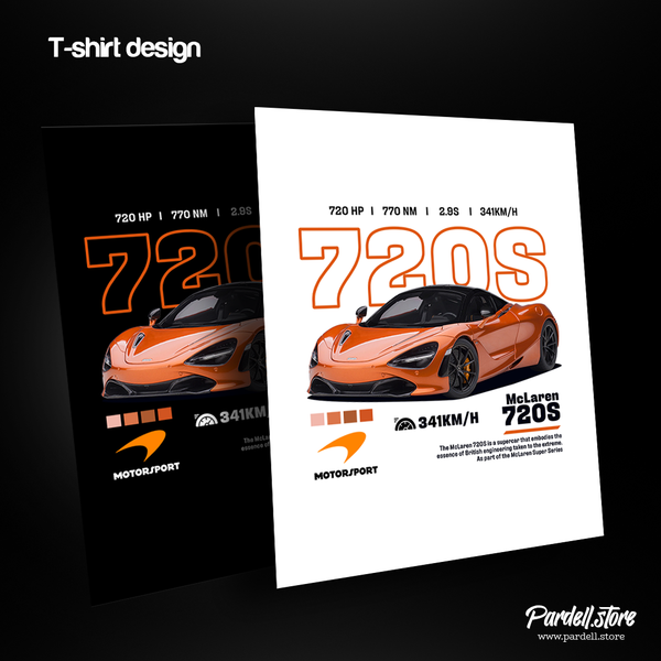Digital file - Car t-shirt design McLaren 720s