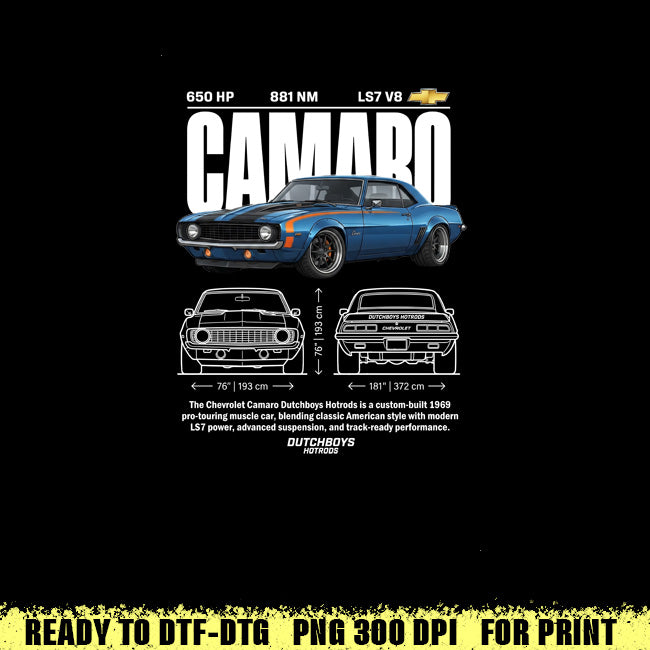 Car t-shirt design Chevrolet Camaro Dutchboys Hotrods