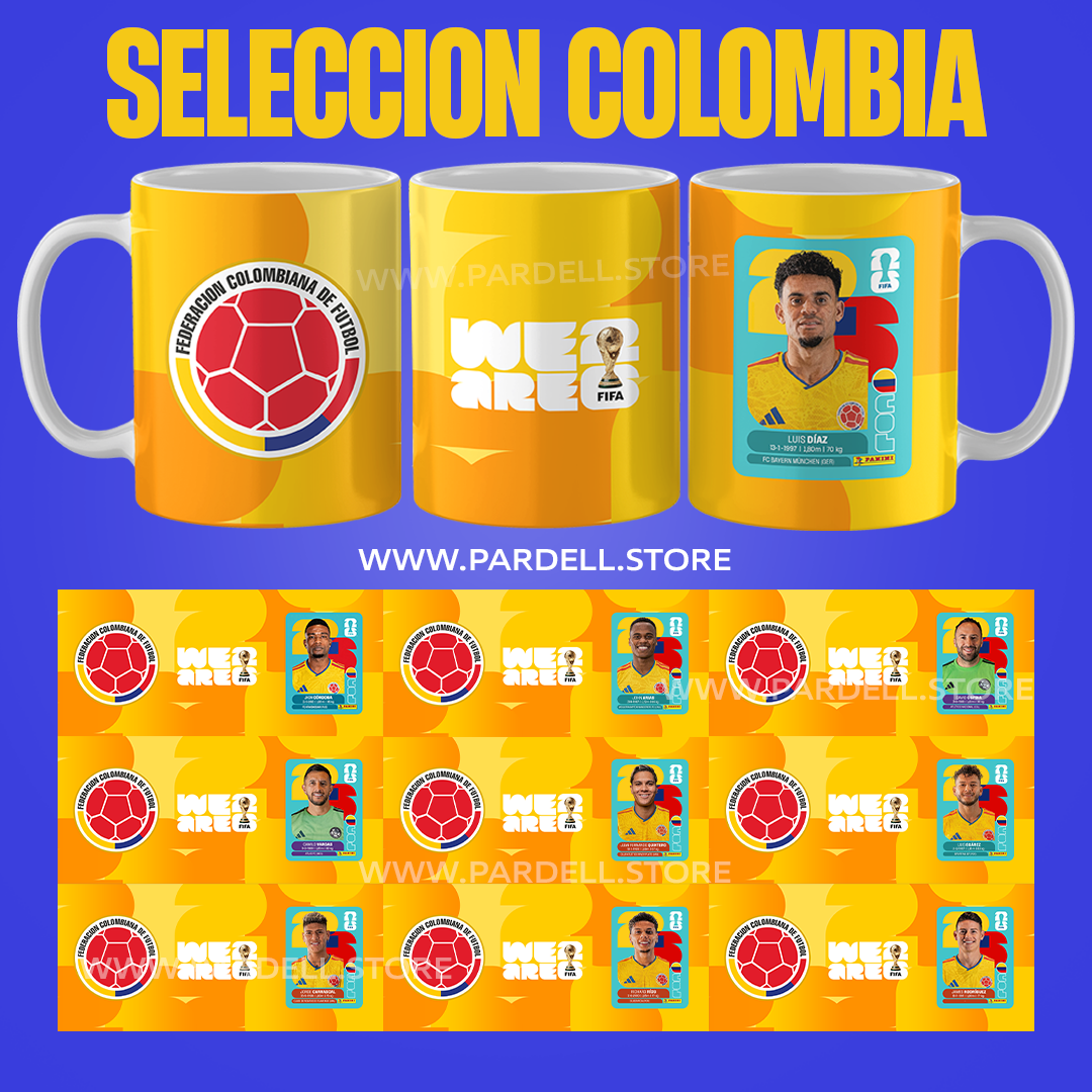 Plantillas para mugs de la seleccion colombia. Sublimacion para tazas