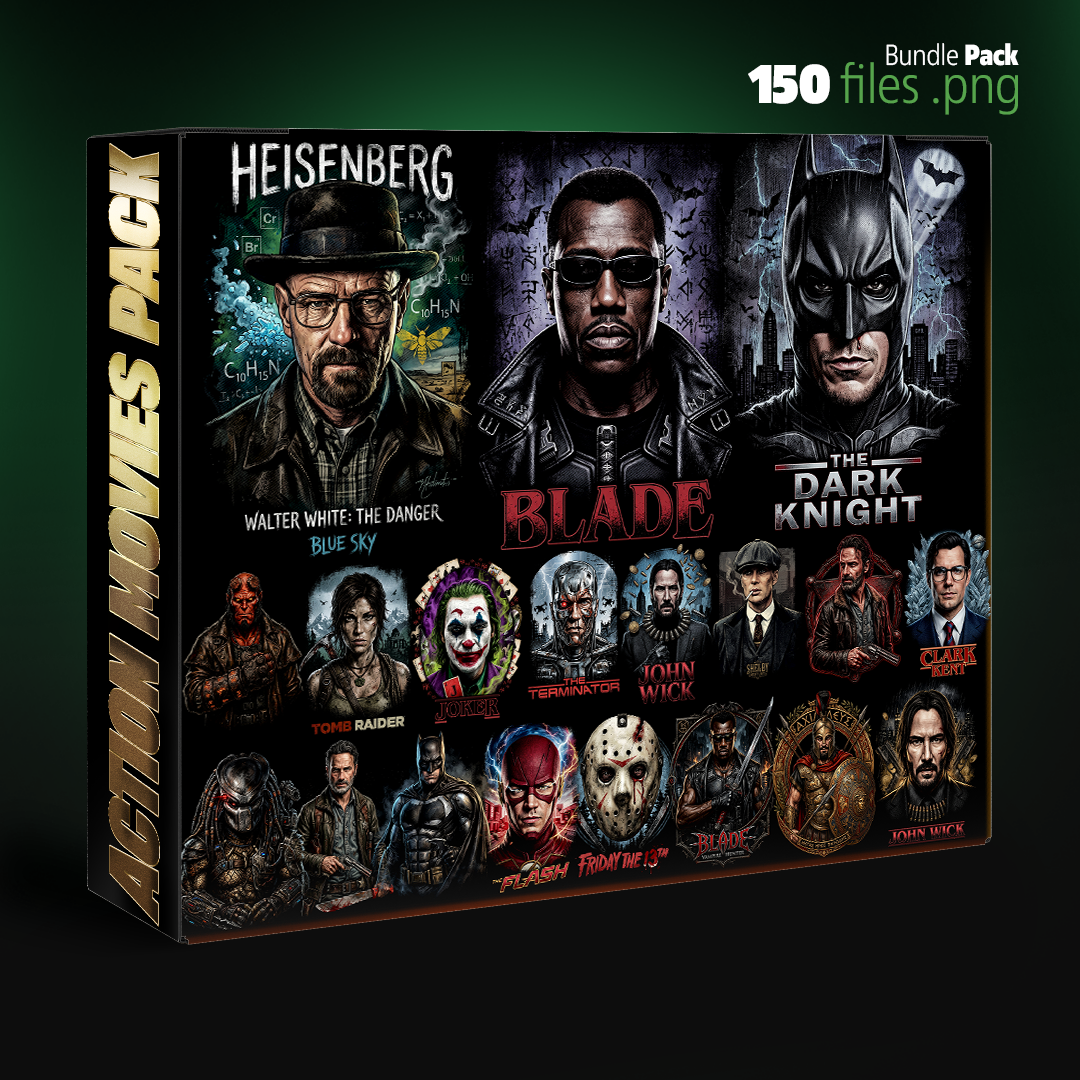 PREMIUM PACK Action cinema. Bundle for print on t-shirt DTF / Halftones