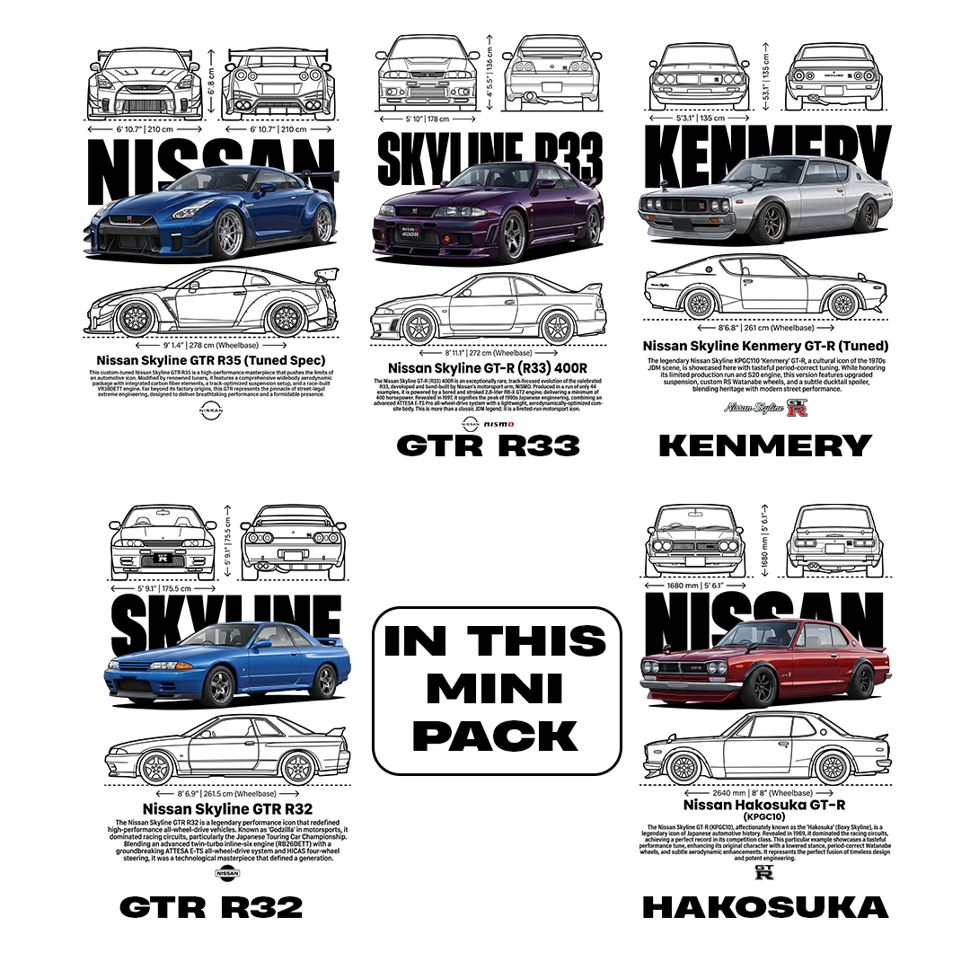Skyline GTR Mini Pack t-shirt designs