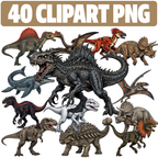 Paquete de 40 imagenes clipart PNG de Jurassic World