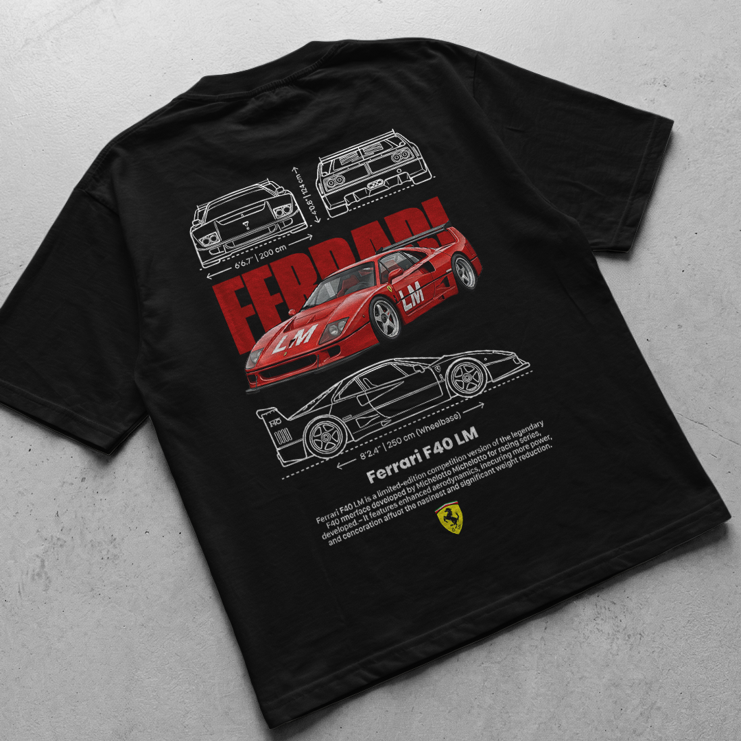 Car t-shirt design Ferrari F40 LM