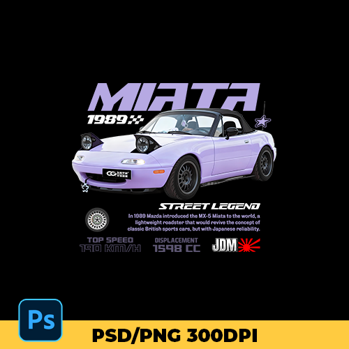 Template car Miata MX5 1989 t-shirt design