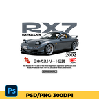 Template car Mazda Rx7 1978-2002 t-shirt design