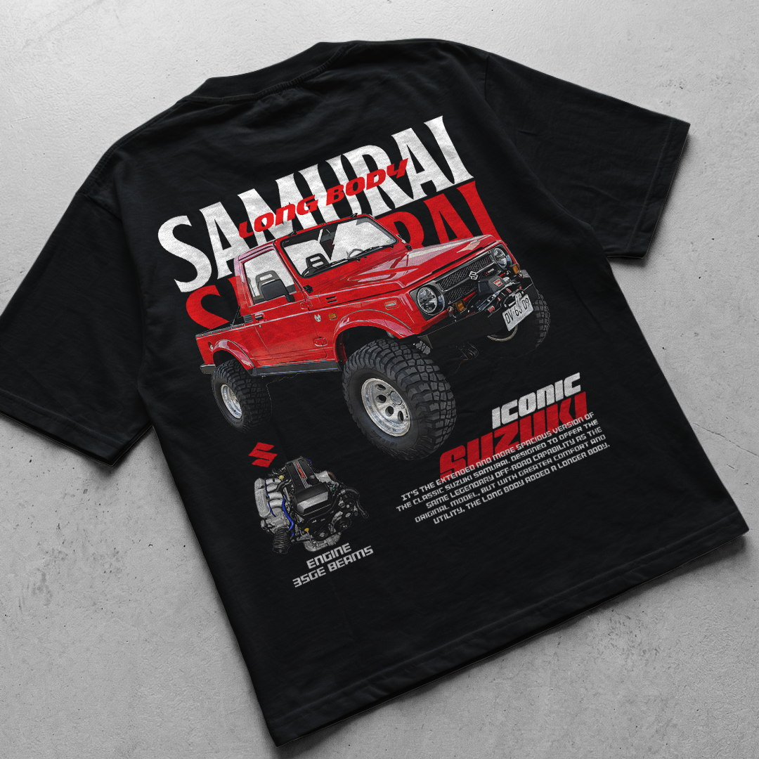 Template car t-shirt design S. Samurai Red