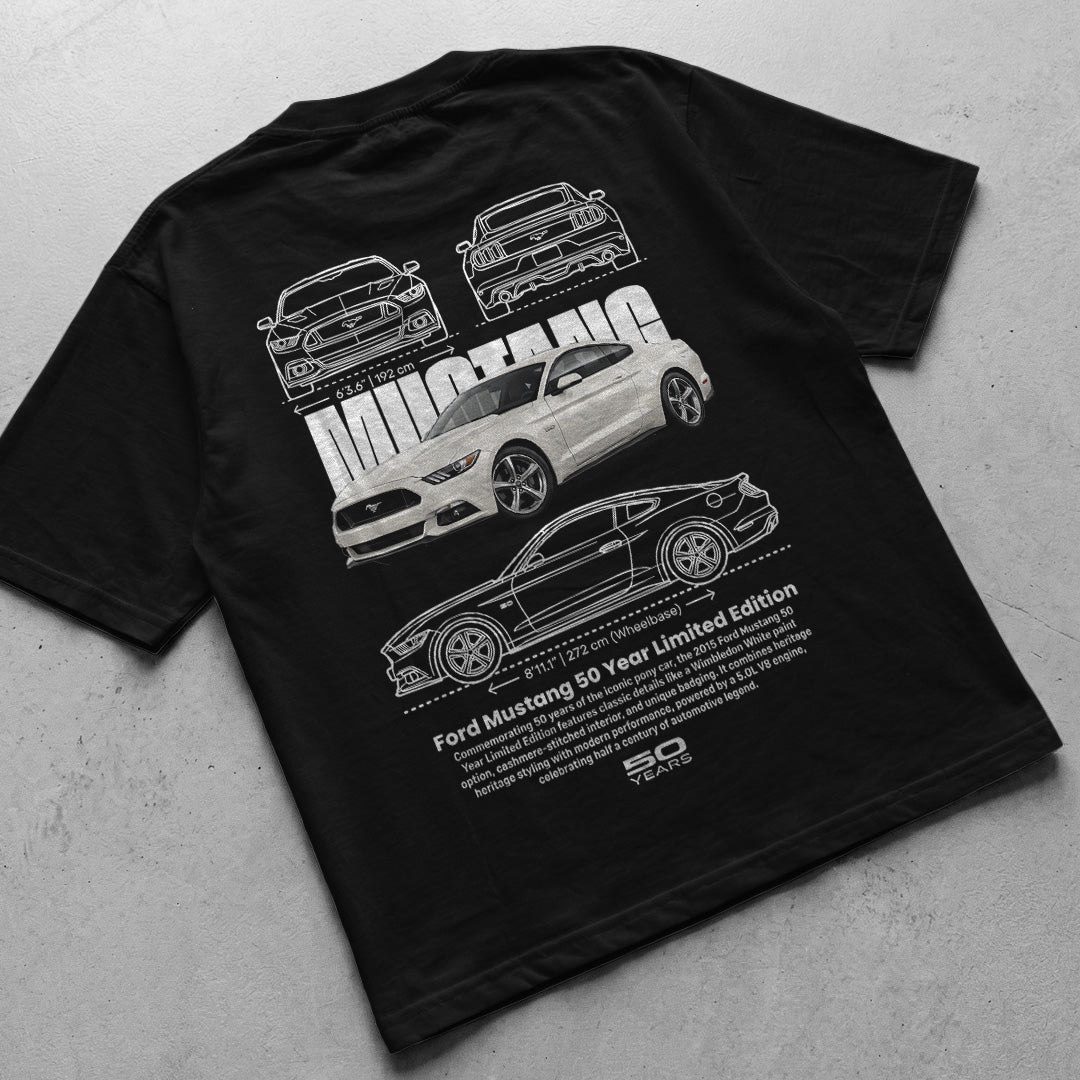 Car t-shirt design Ford Mustang 50 years