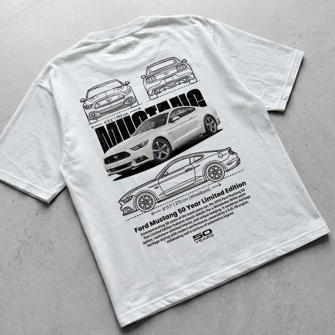 Car t-shirt design Ford Mustang 50 years