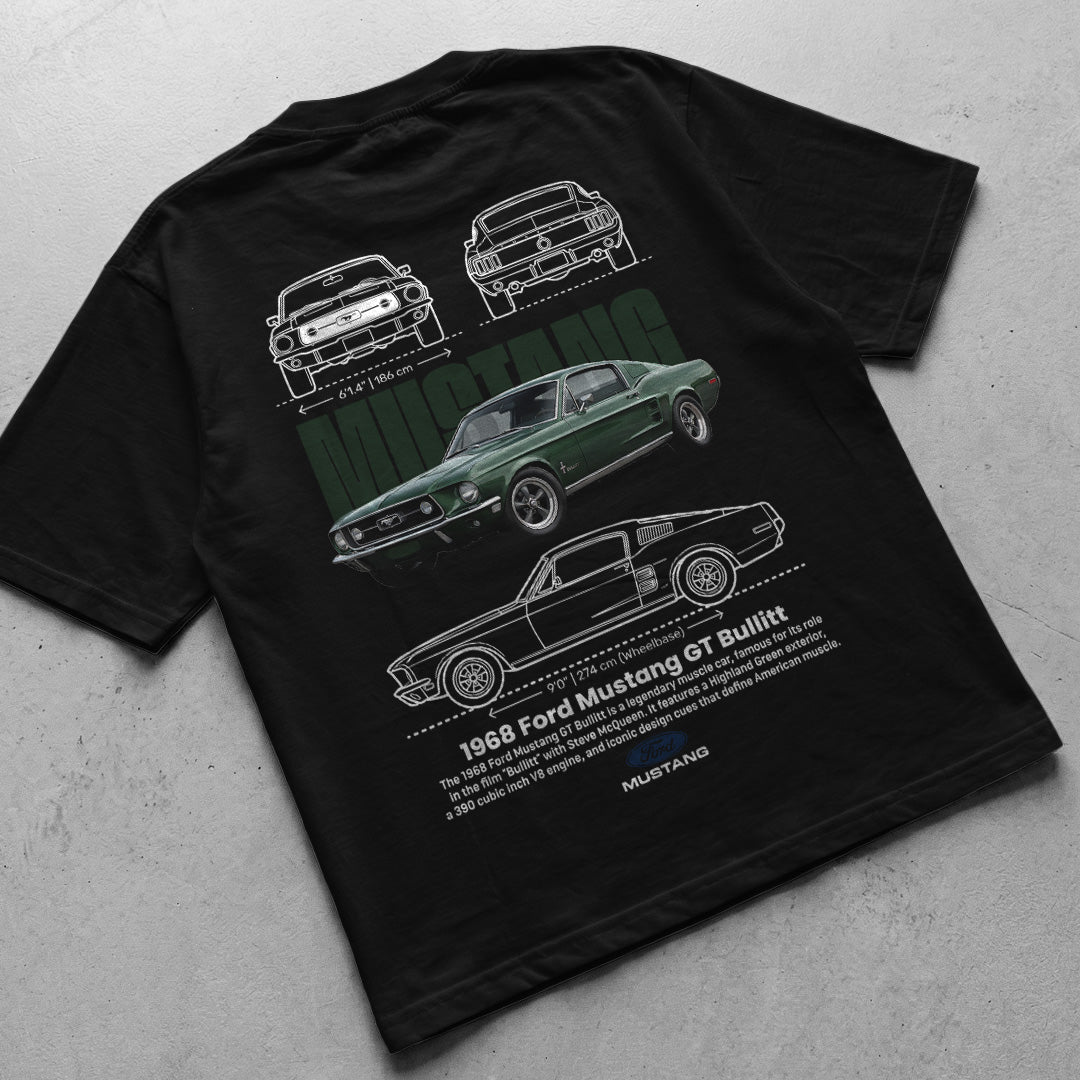 Car t-shirt design Ford mustang GT bullit 1968