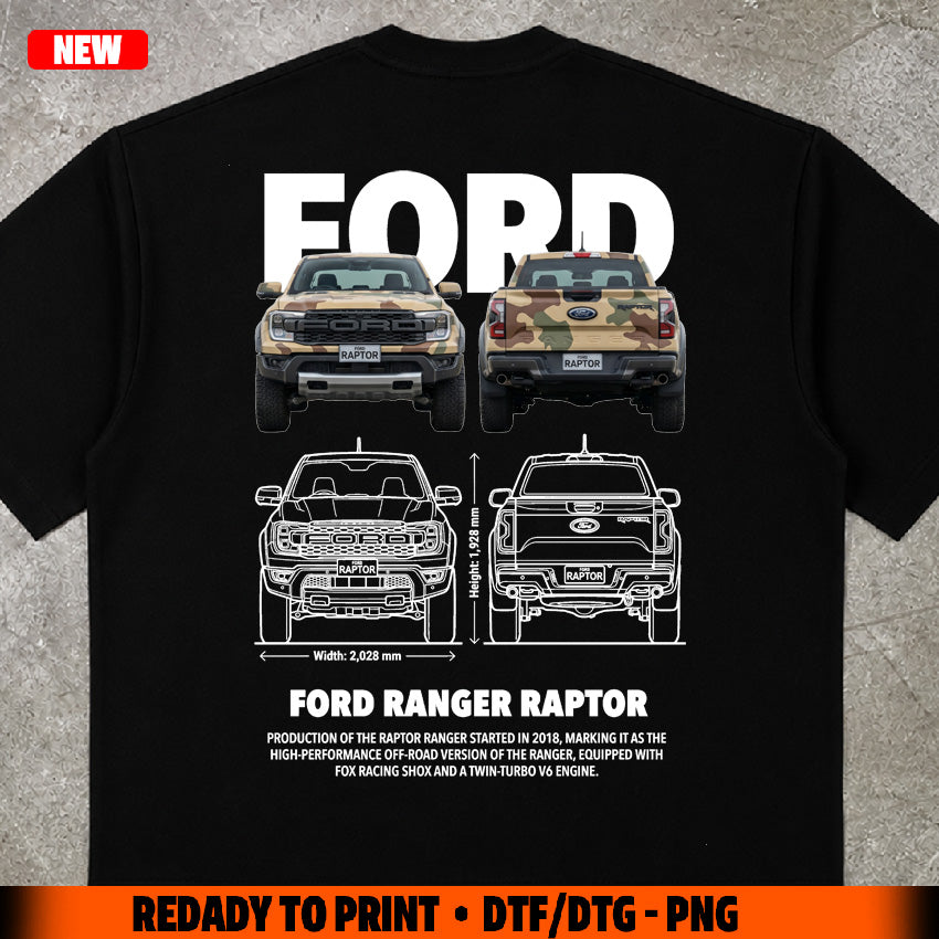 t-shirt design ford ranger raptor digital file png