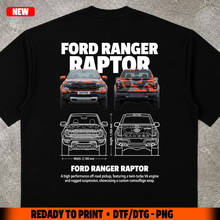 t-shirt design ford ranger raptor digital file png