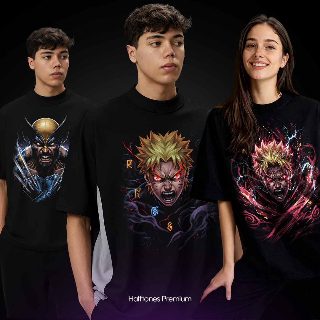 36 Premium Halftone anime designs for t-shirt/hoodies Bundle Pack