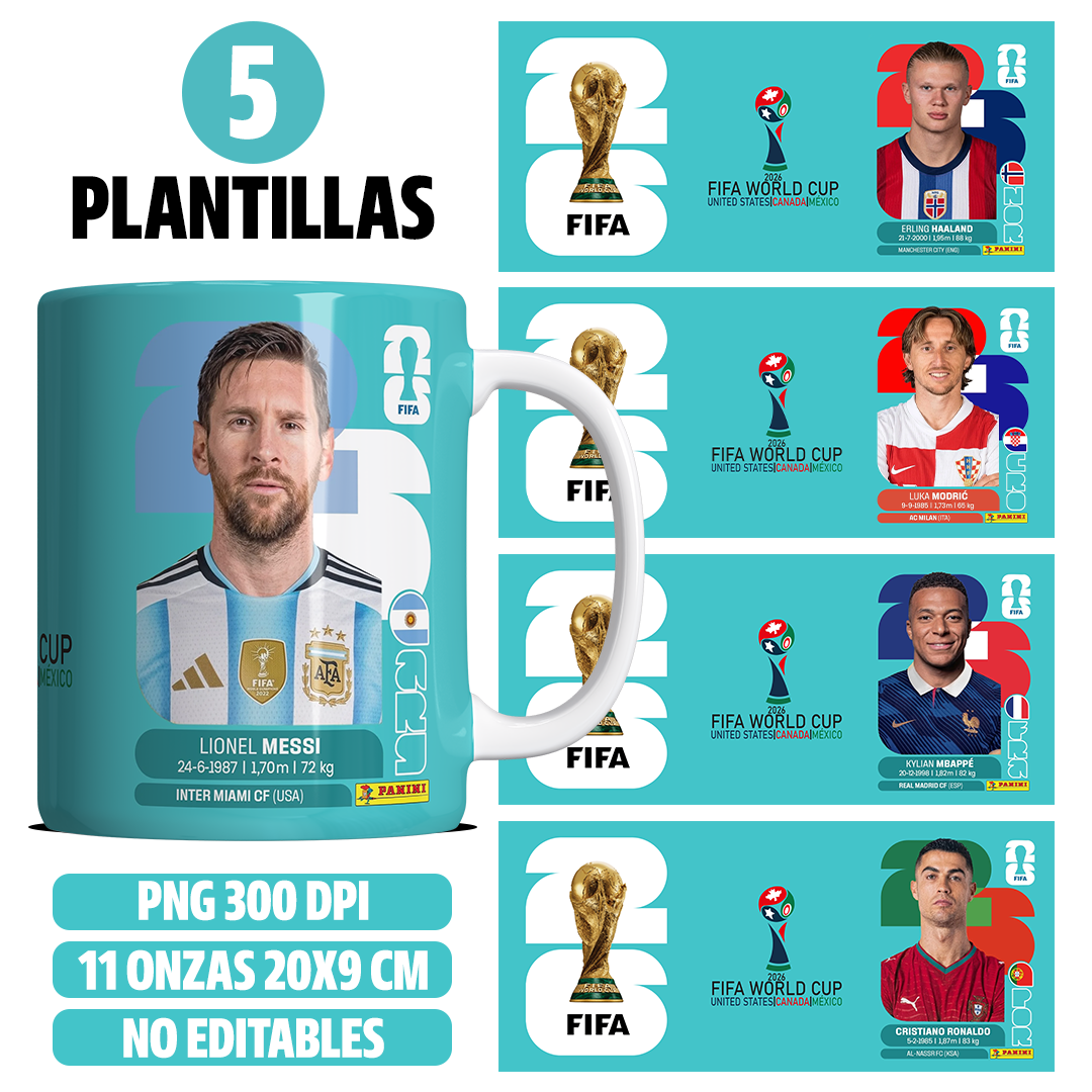 5 Plantillas de jugadores profesionales WC para sublimar