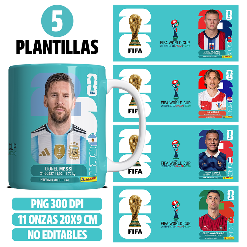 5 Plantillas de jugadores profesionales WC para sublimar
