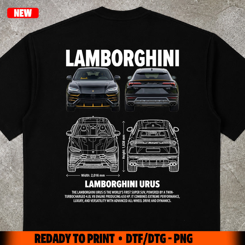 t-shirt design lamborghini urus ditial file png