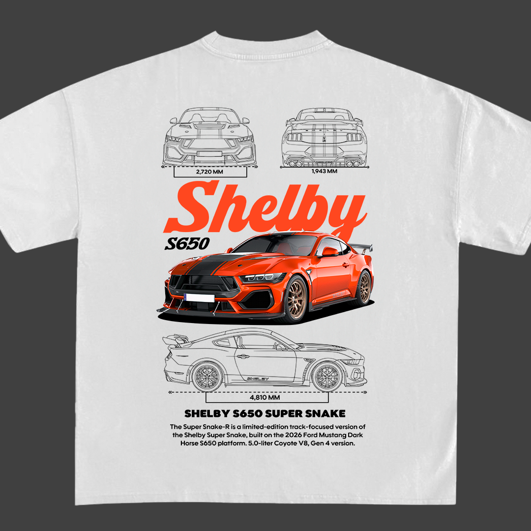 Shelby S650 Super Snake 2026 blueprint t-shirt design