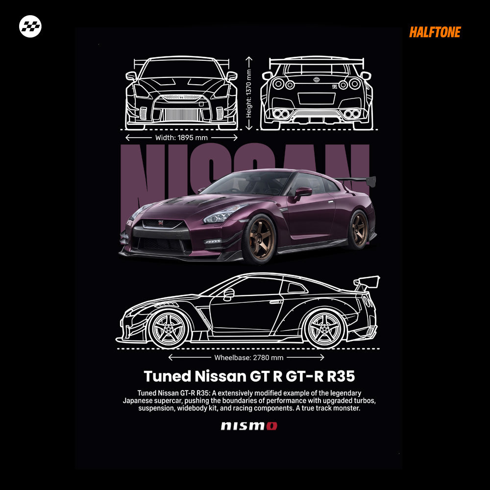 Digital file Nissan GTR R35 tshirt design