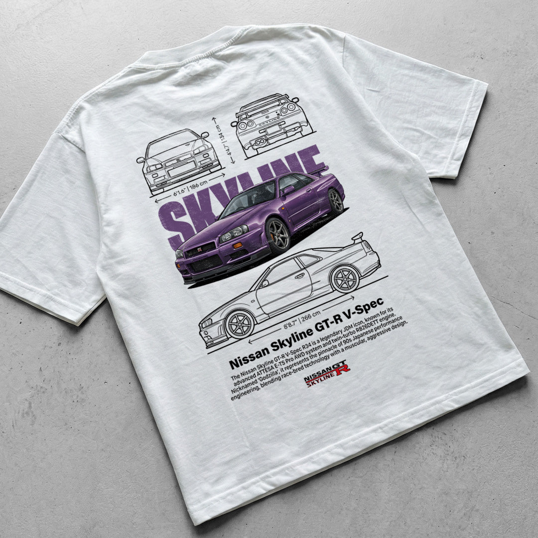 Car t-shirt design Nissab Skyline GT-R V-spec