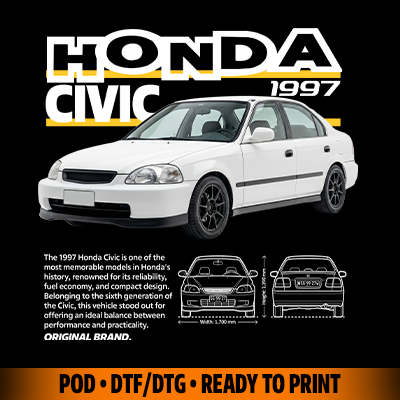 Honda Civic 1997 t-shirt design DTF