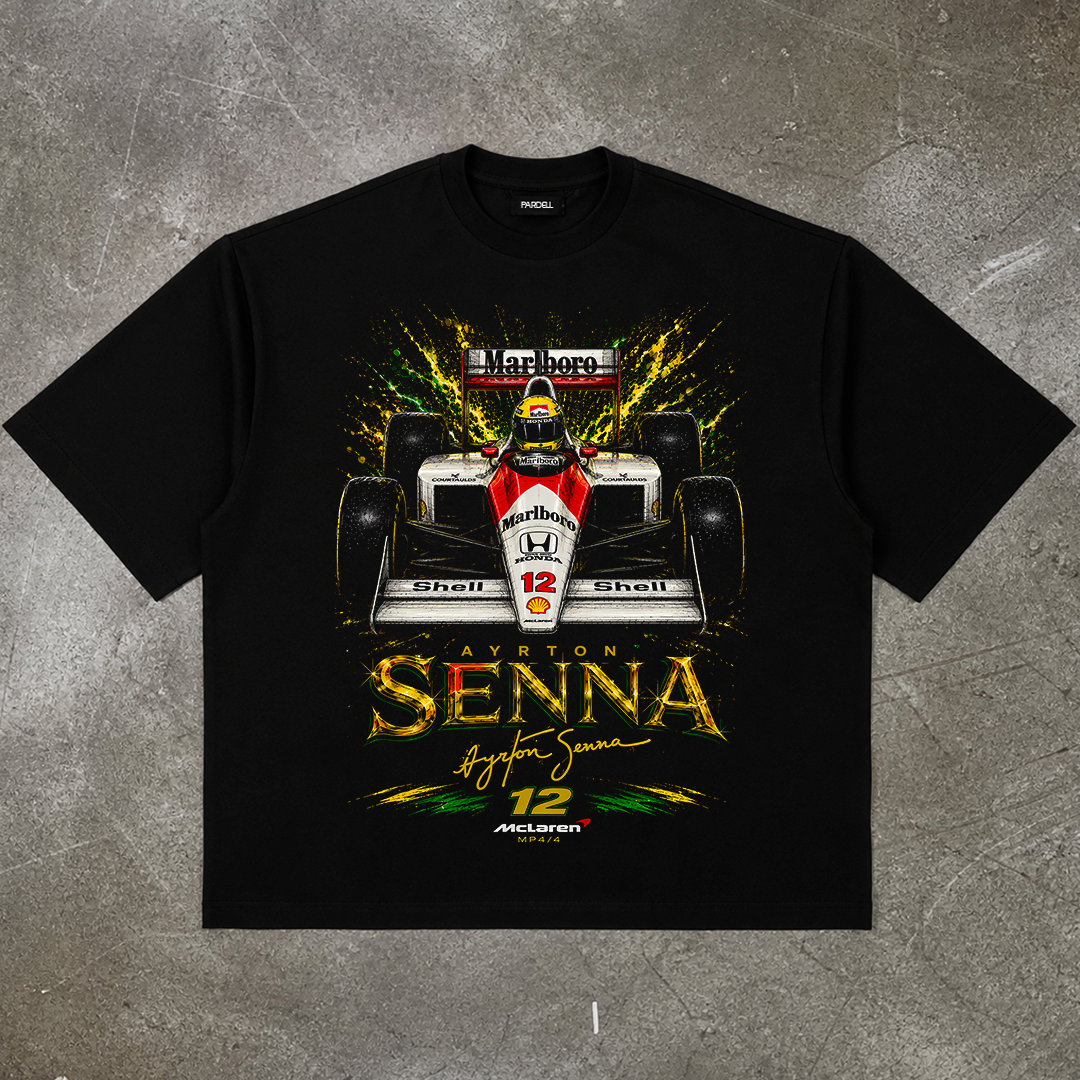 Brazilian legend driver MCL mp4/4 tshirt design DTF halftone