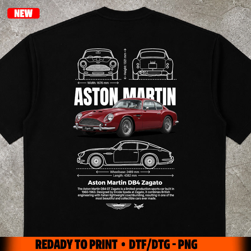 t-shirt design Aston M. DB4 zagato digital file png