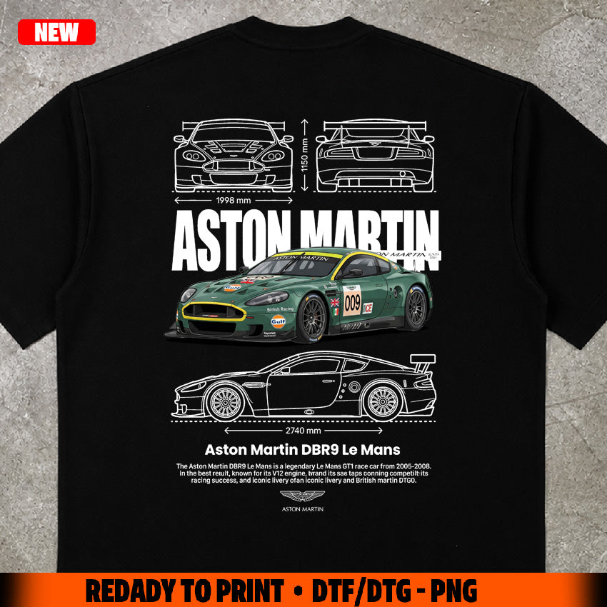 t-shirt design aston m. dbr9 le mans digital file png
