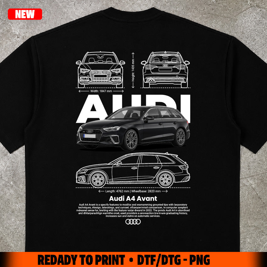 t-shirt design A4 Audi digital file png