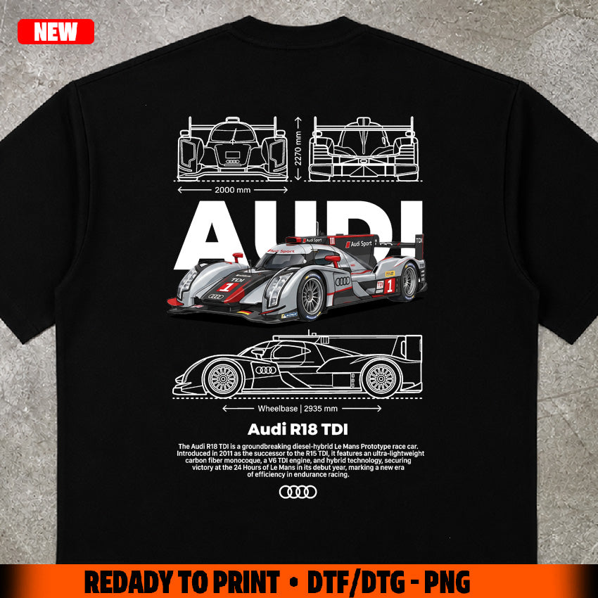 t-shirt design audi r8 dti digital file png