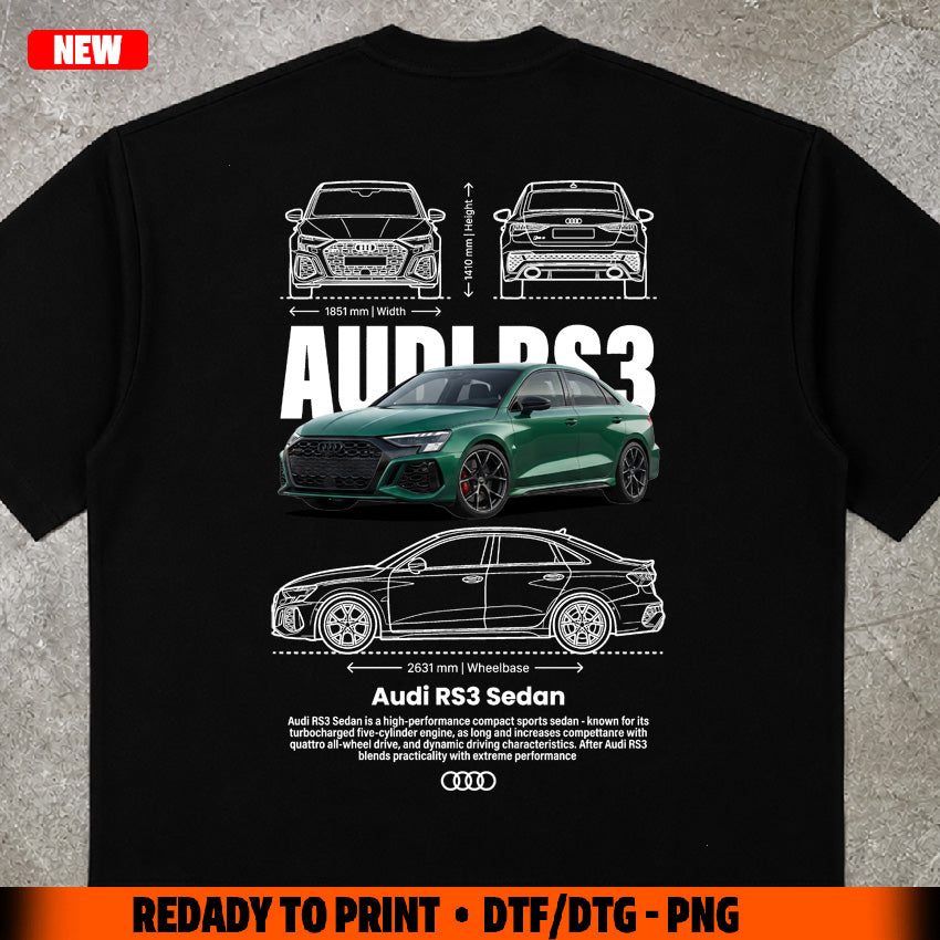 t-shirt design audi rs3 digital file png