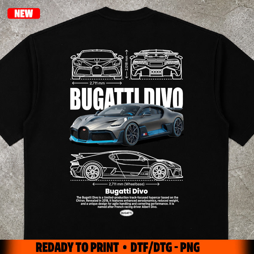 t-shirt design Bugatti divo digital file png