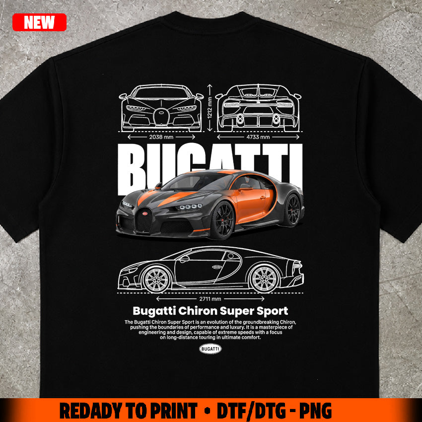 t-shirt design Bugatti chiron super sport digital file png