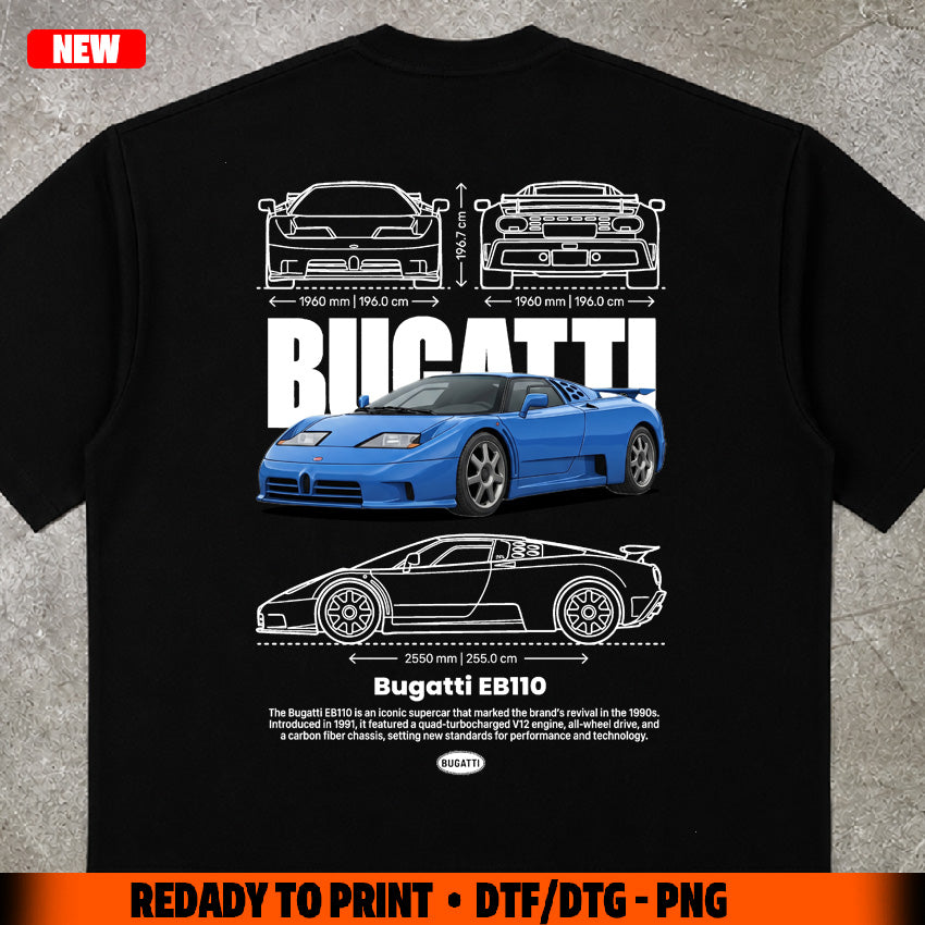 t-shirt design bugatti eb110 digital file png