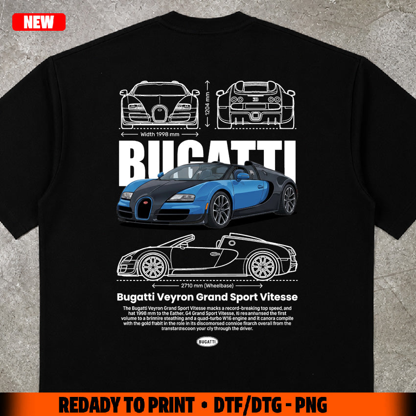 t-shirt design bugatti veyron grand sport digital file png