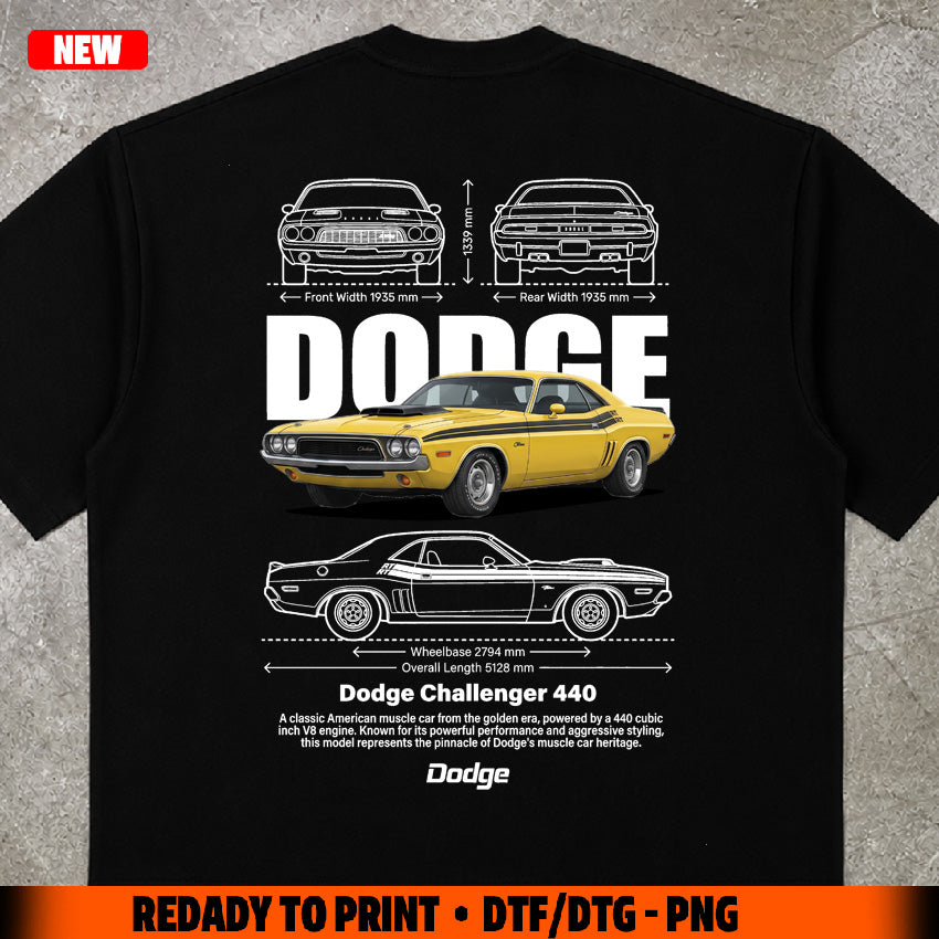 t-shirt design dodge challenger 440 digital file png