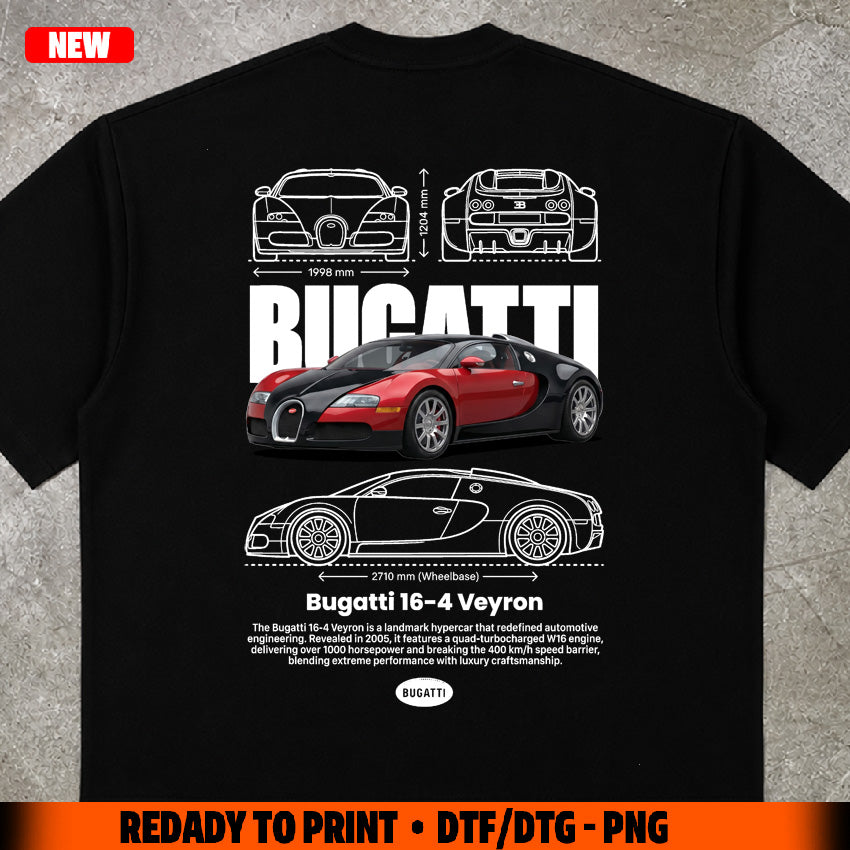 t-shirt design Bugatti 16-4 veyron digital file png