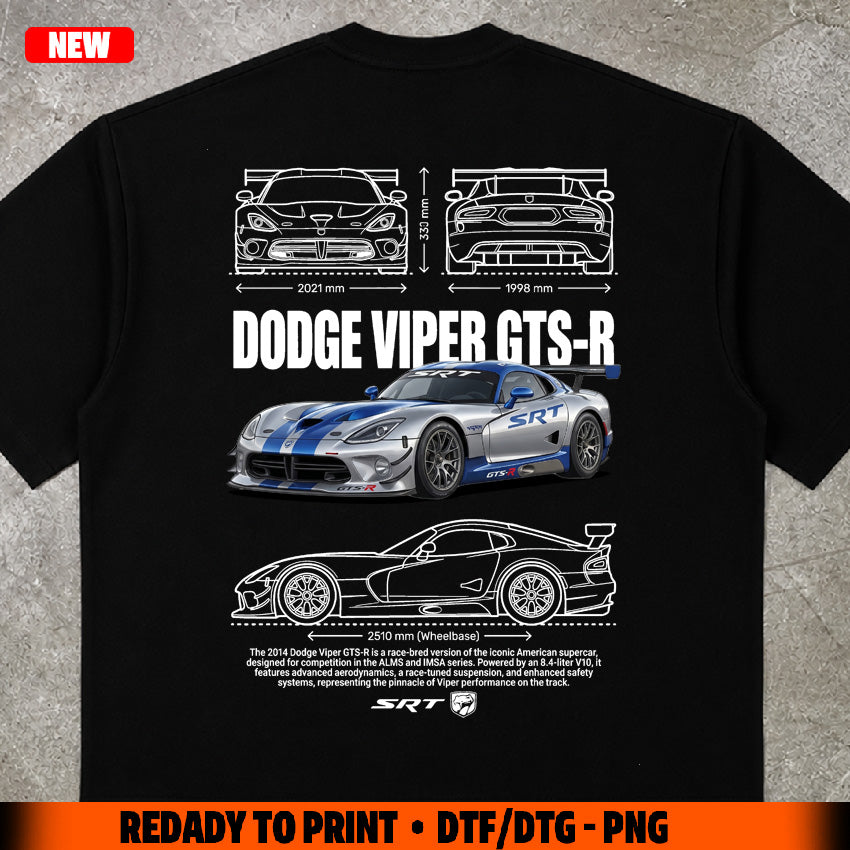 t-shirt design dodge viper gts-r digital file png