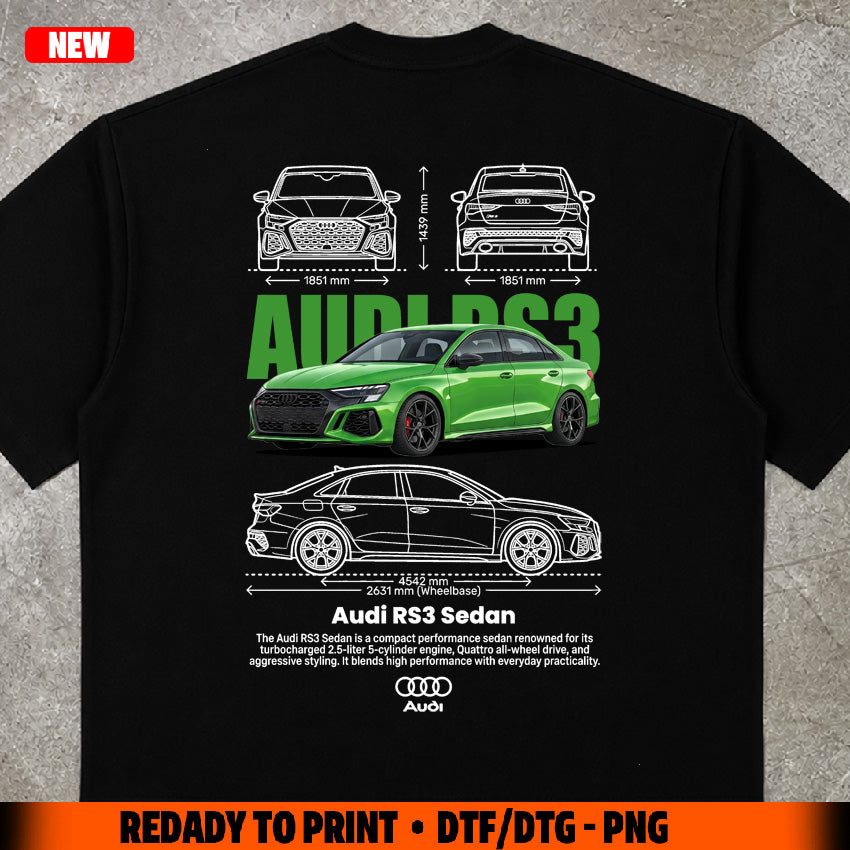 t-shirt design audi rs3 digital file png