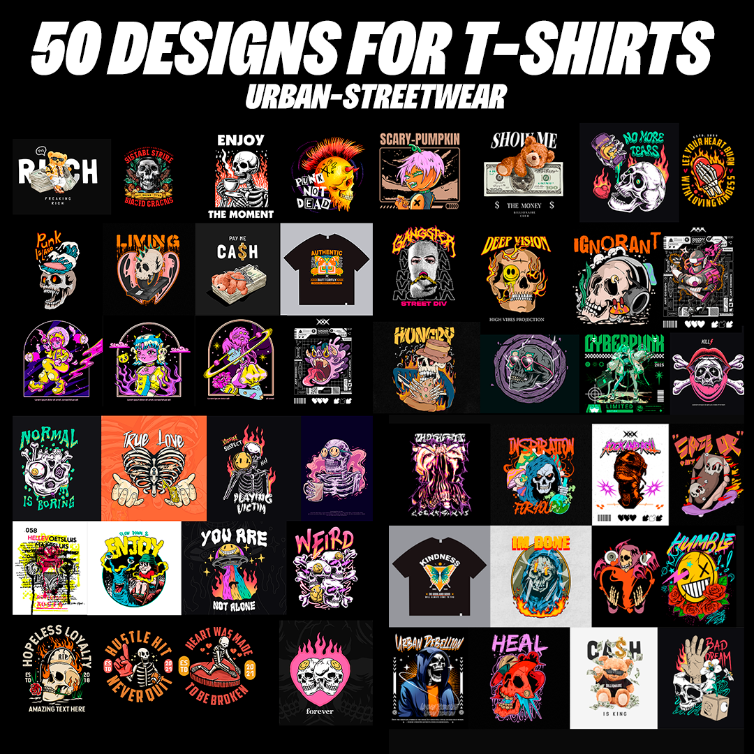 +50 URBAN STREETWEAR DESIGNS FOR T-SHIRT
