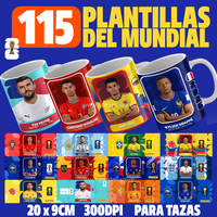 115 Plantillas del mundial listas para sublimar tazas
