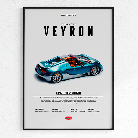 Bugatti Veyron poster for printing