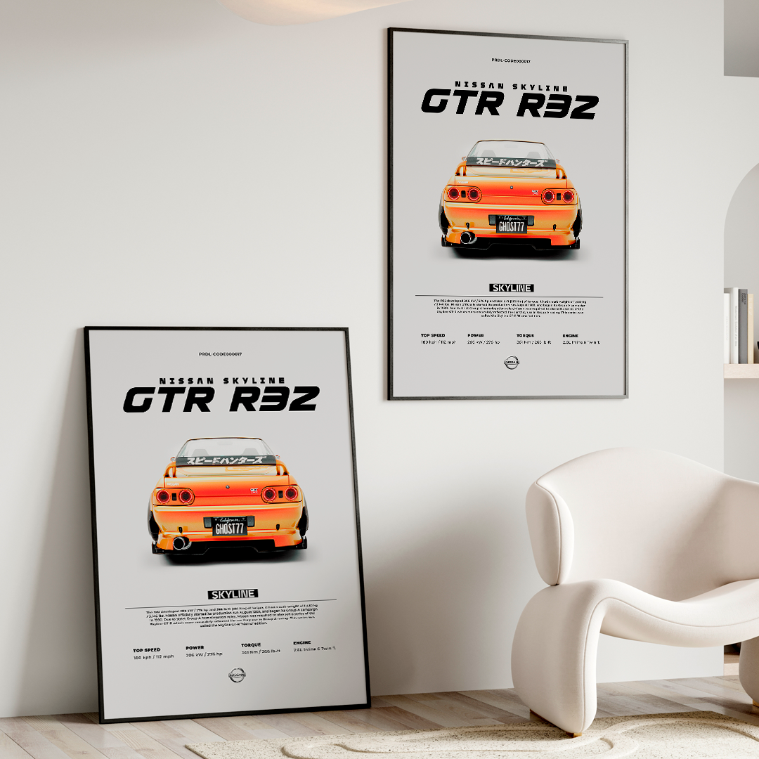 Nissan Skyline R32 poster for printing